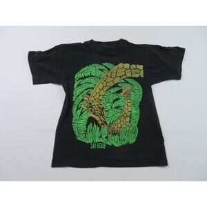 Las Vegas Giraffes Big Graphic T-Shirt, Black Sz M 1980s